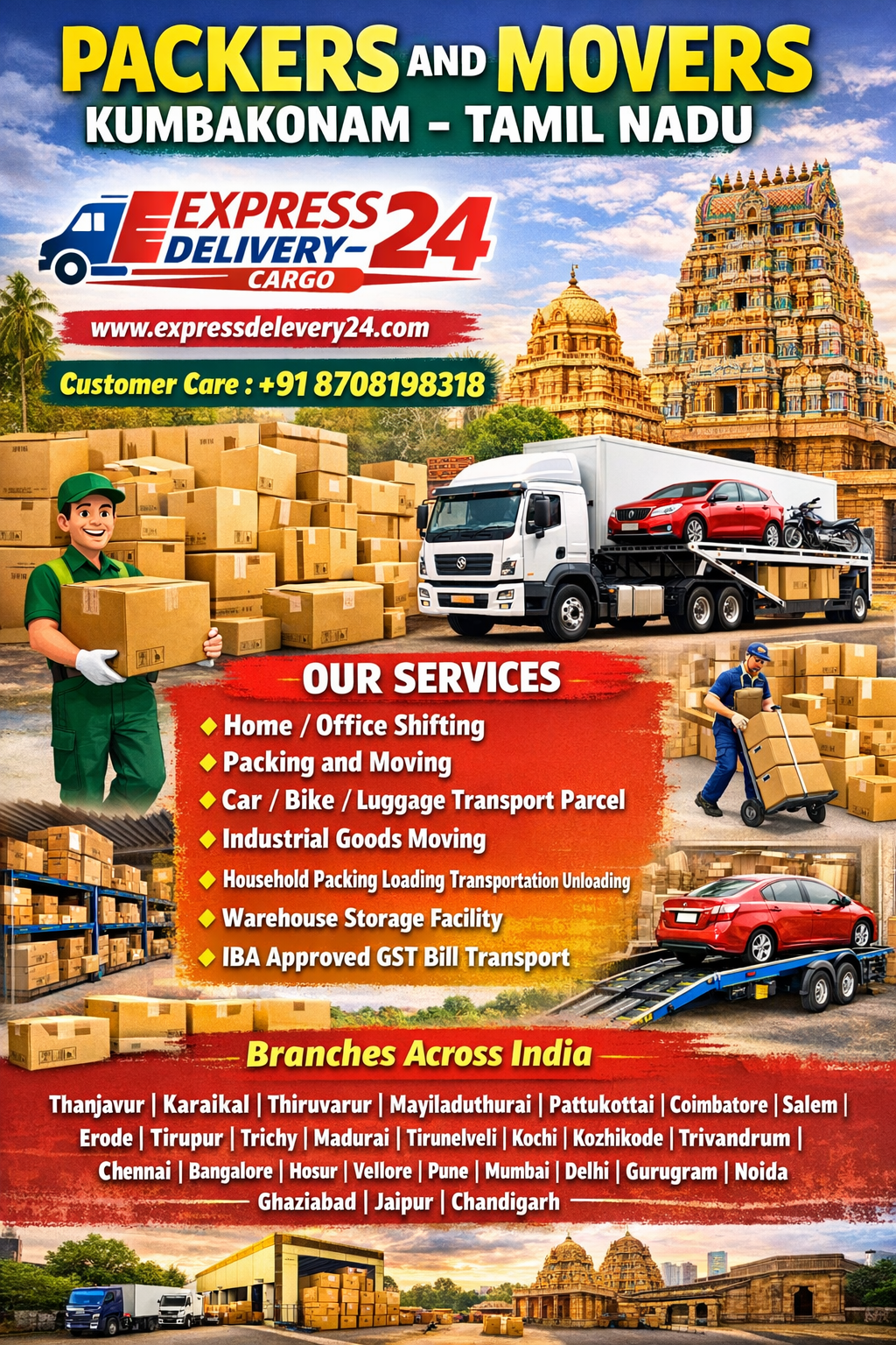 PACKERS AND MOVERS IN KUMBAKONAM, 8708198318