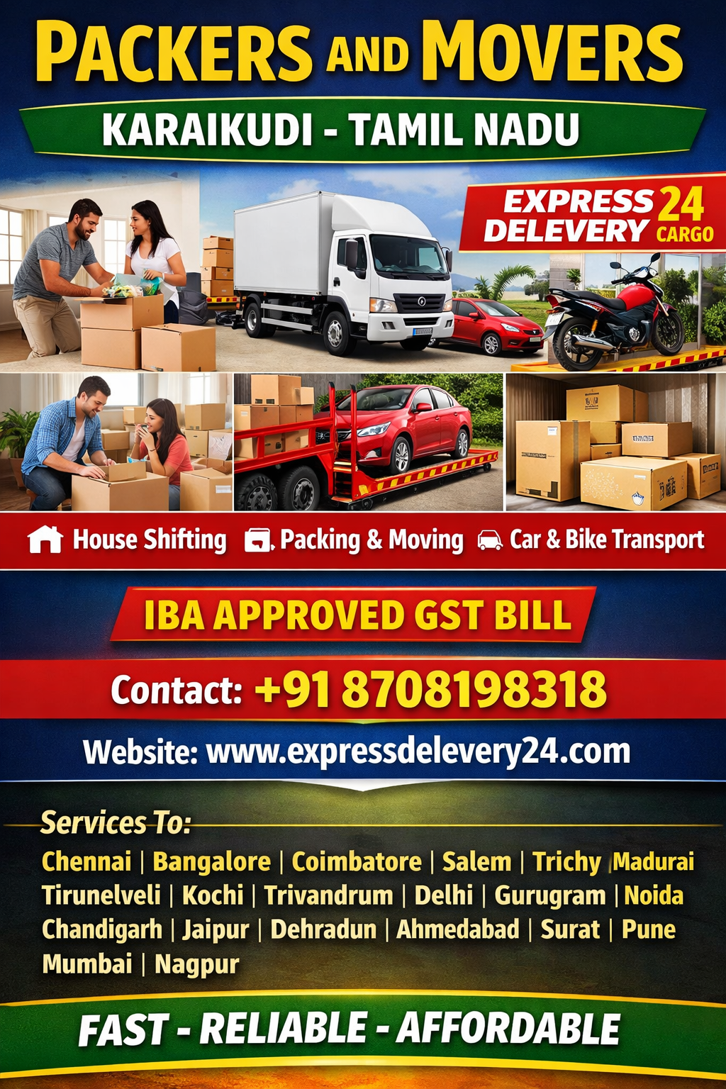 PACKERS AND MOVERS IN KARAIKUDI, 8708198318
