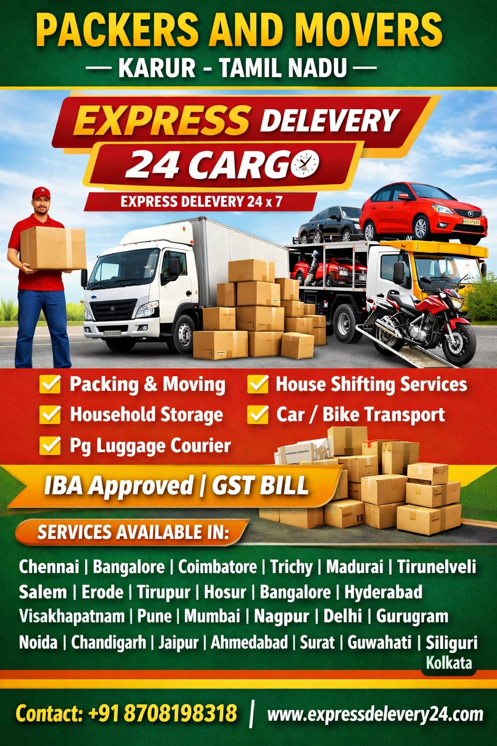 PACKERS AND MOVERS IN KARUR, 8708198318