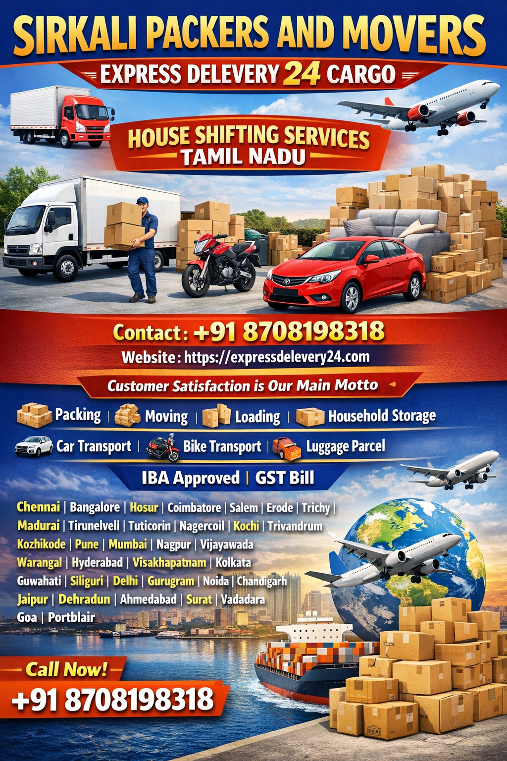 PACKERS AND MOVERS IN SIRKAZHI, 8708198318