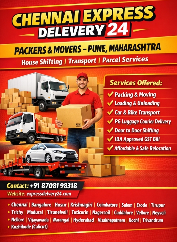 Packers and Movers Chennai to Pune | House Shifting & Car Bike Transport – Express Delevery 24 Cargo