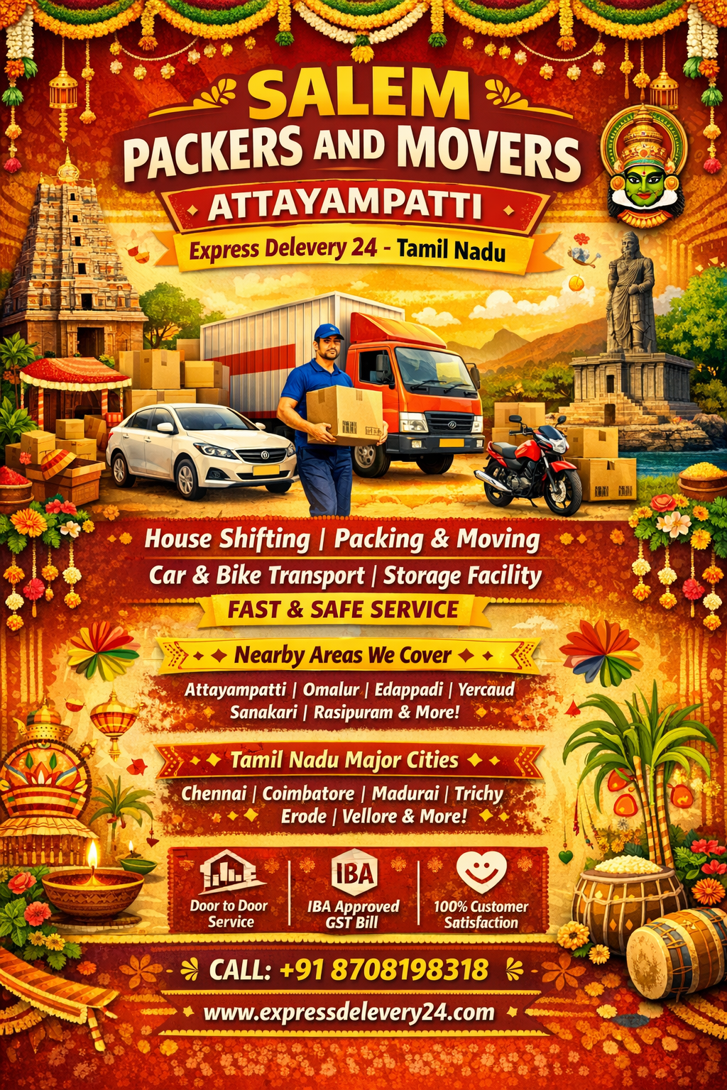 PACKERS AND MOVERS IN ATTAYAMPATTI, 8708198318