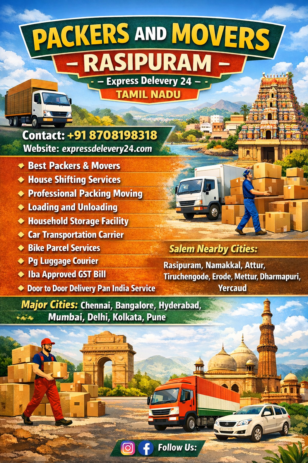 PACKERS AND MOVERS IN RASIPURAM, 8708198318