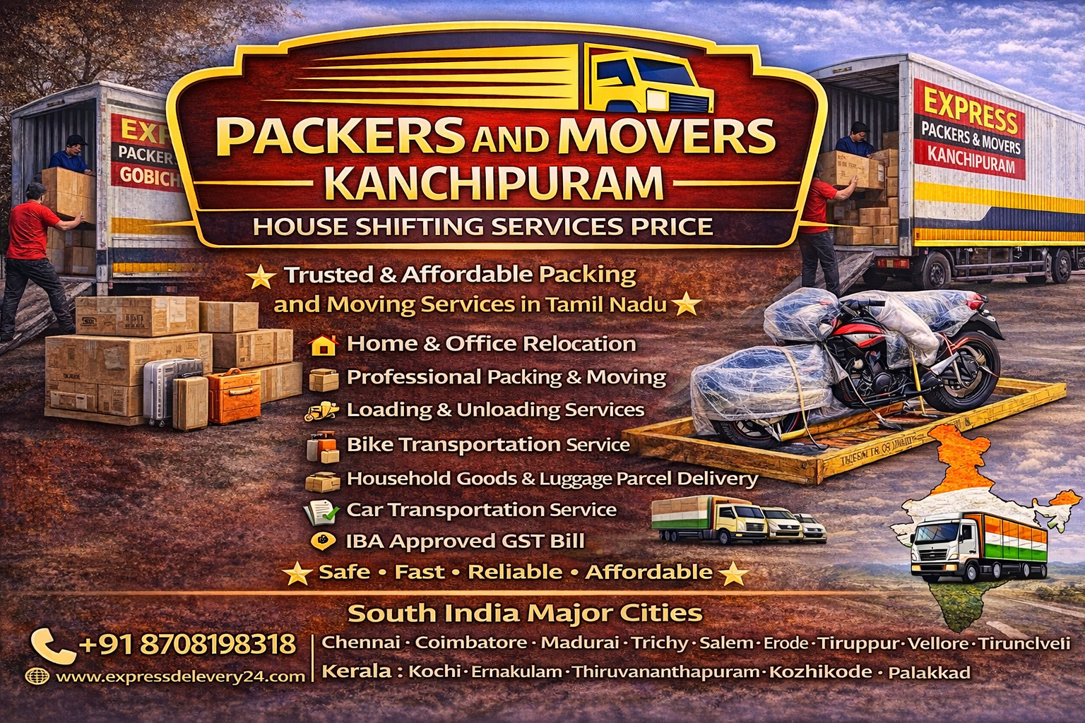 Best Packers and Movers in Kanchipuram, 8708198318 | House Shifting Services Near Me