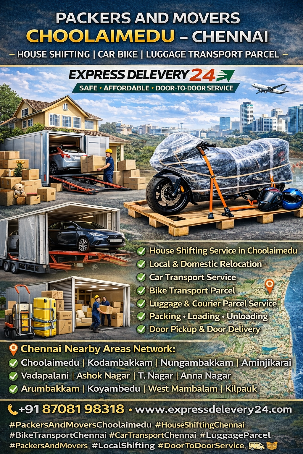 PACKERS AND MOVERS IN CHOOLAIMEDU, 8708198318 - House Shifting Services Near me 