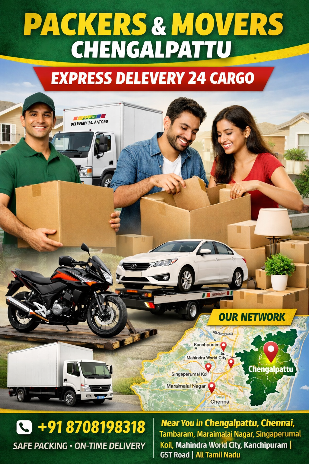 Packers and Movers in Chengalpattu, 8708198318 – House Shifting | Express Delevery 24