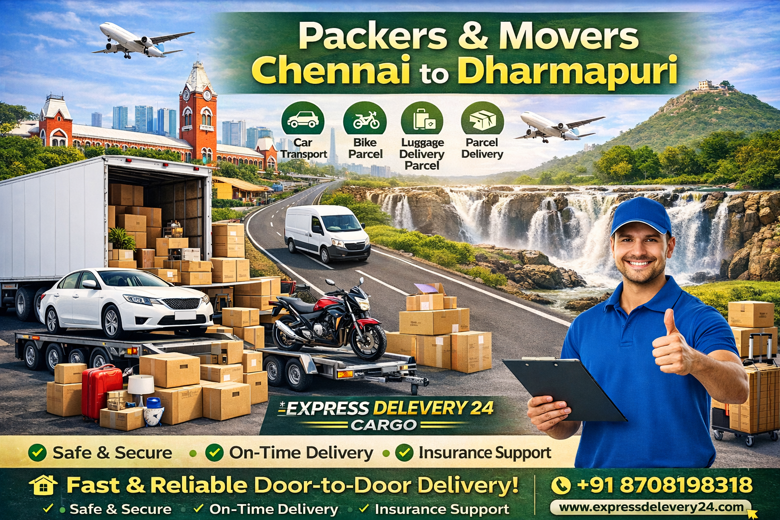 Packers and Movers Chennai to Dharmapuri | Car Bike Luggage Transport – Express Delevery 24