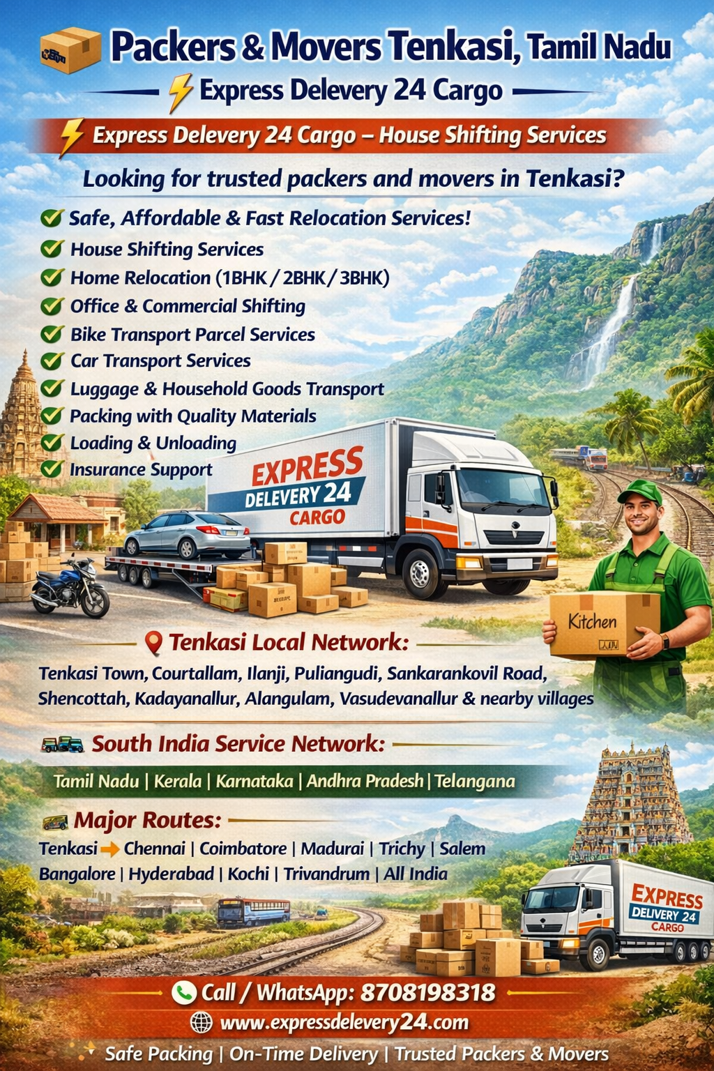 PACKERS AND MOVERS IN TENKASI, 8708198318 TAMIL NADU 