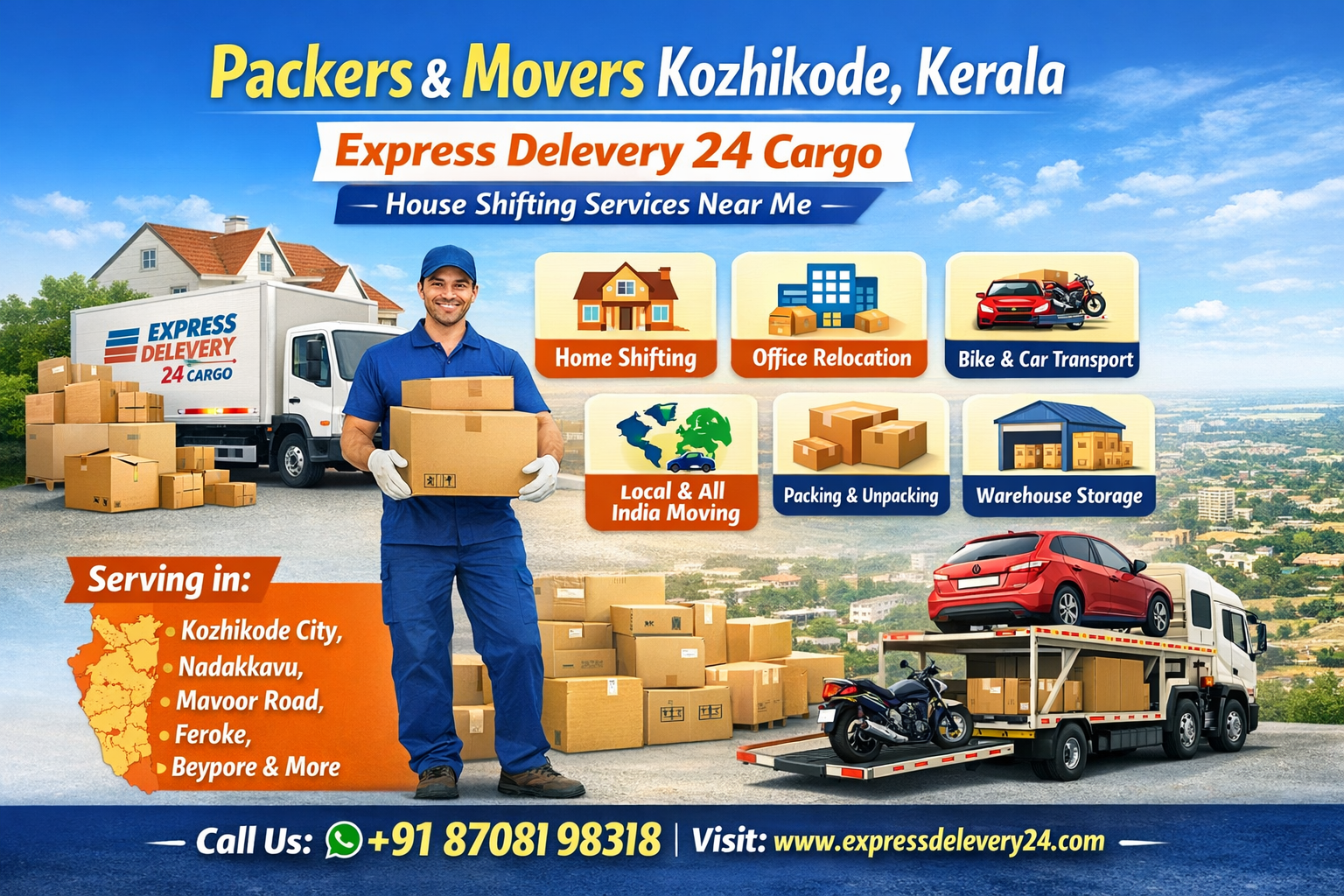Packers and Movers Kozhikode, 8708198318 Kerala | Express Delevery 24 Cargo - House Shifting Near me 
