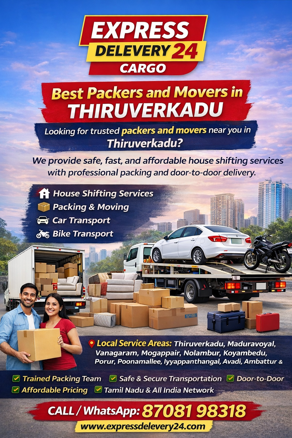 Packers and Movers Thiruverkadu, 8708198318 | House Shifting Services Near Me