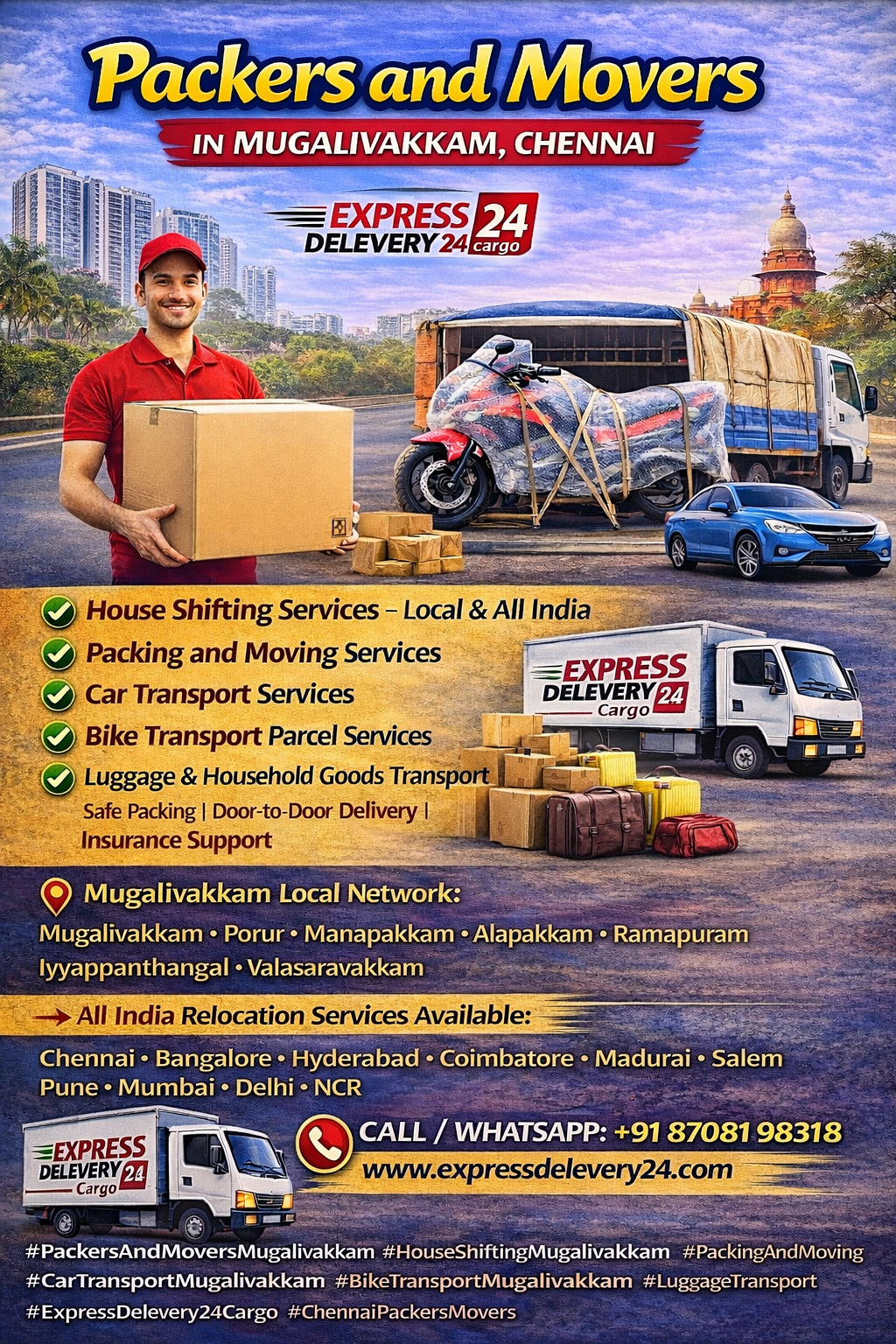 Packers and Movers Mugalivakkam | House Shifting Services Near Me – Safe Express Delevery 24 Cargo