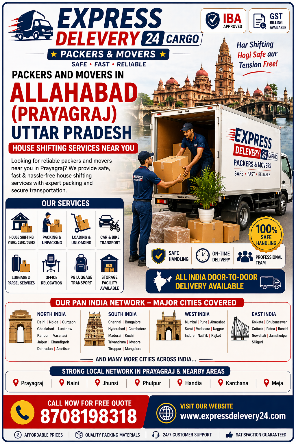 Best Packers and Movers in Allahabad (Prayagraj), 8708198318 Uttar Pradesh | House Shifting Services Near Me – Chennai Express Delevery 24 Cargo