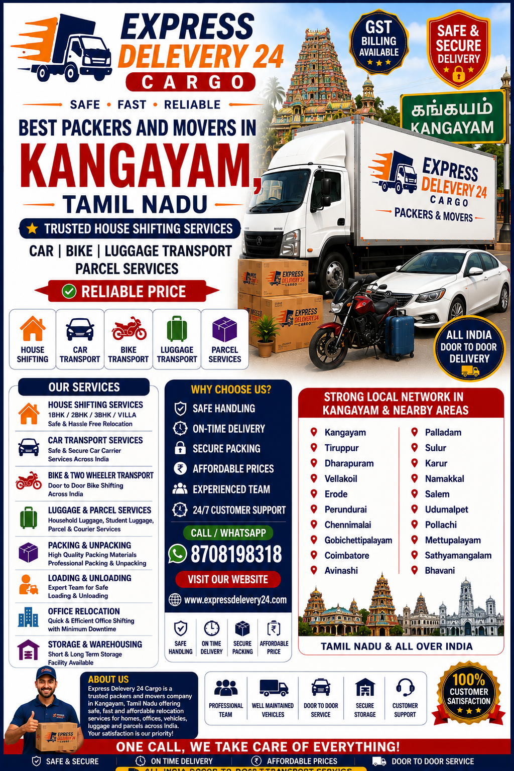 Best Packers and Movers in Kangayam, 8708198318 Tamil Nadu | House Shifting & Iba Approved Transport Services