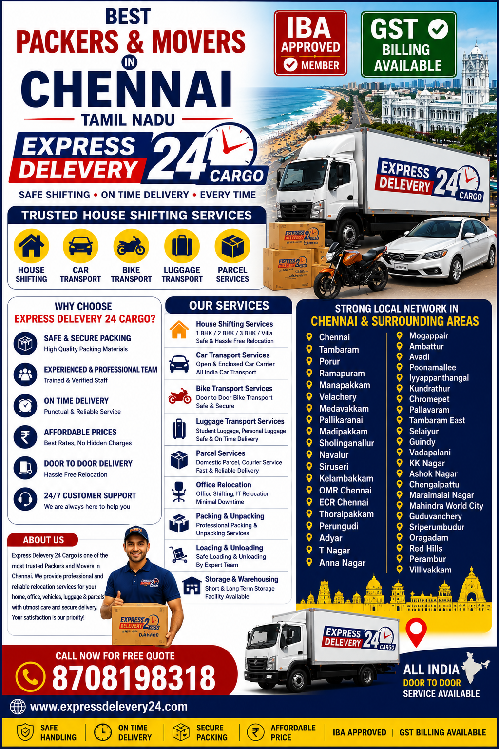 Packers and Movers in RA Puram, 8708198318 | House Shifting Services Near me - Express Delevery 24 Cargo