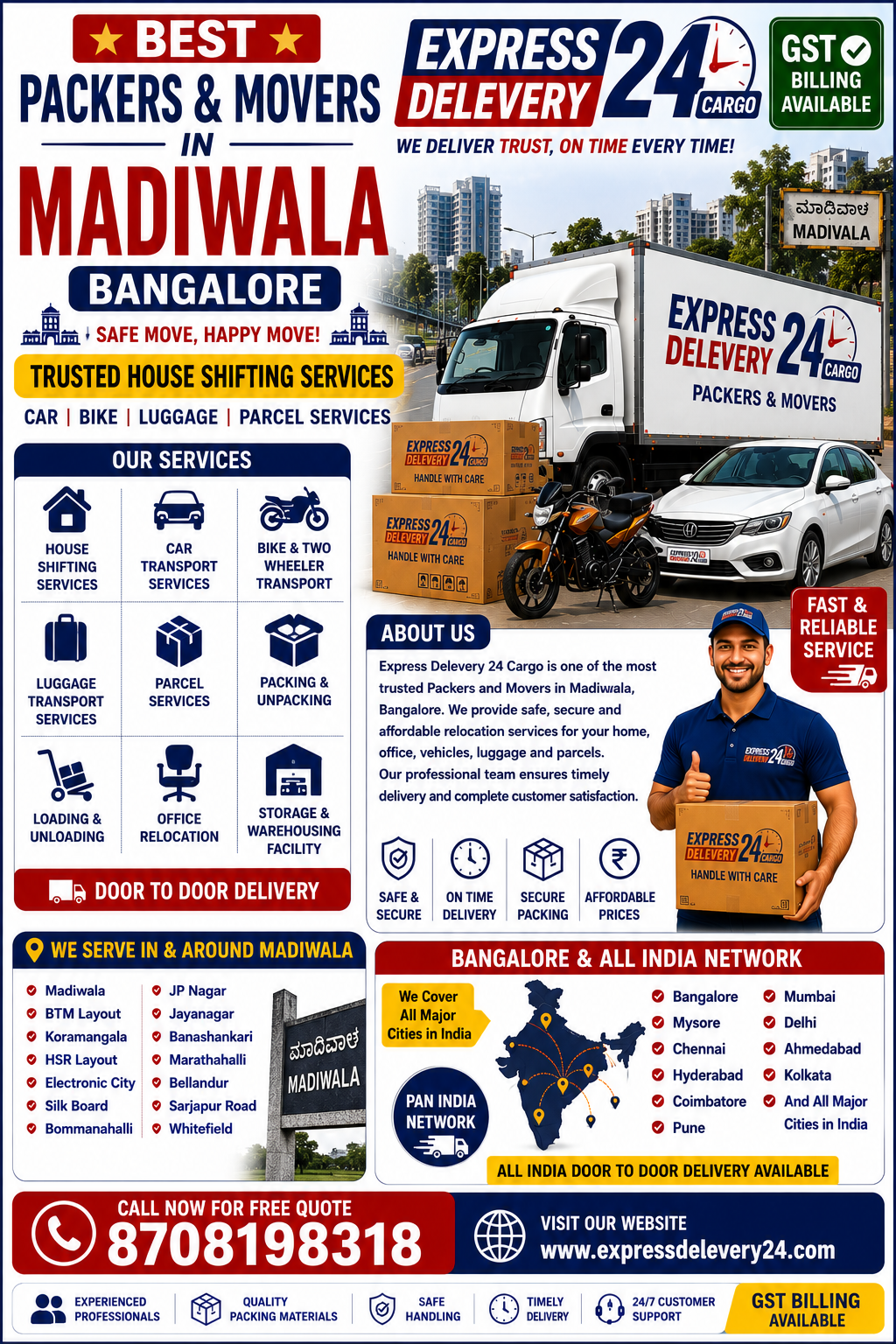 Best Packers and Movers in Madiwala, 8708198318 Bangalore Karnataka | House Shifting Services Near Me – Agarwal Safe Express
