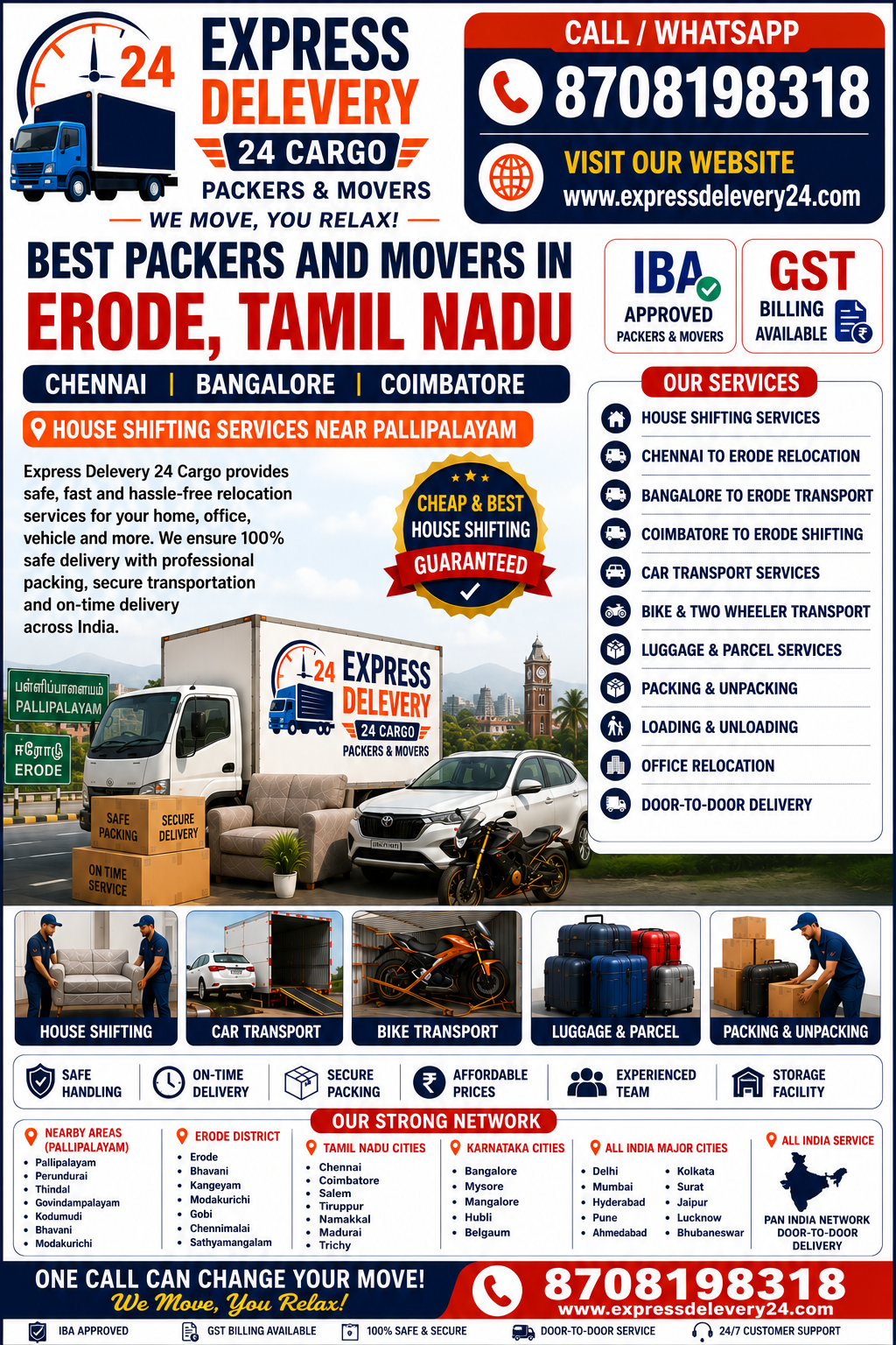 Best Packers and Movers in Erode, 8708198318 Tamil Nadu | House Shifting Services Near Pallipalayam – Gati Express Delevery 24 Cargo