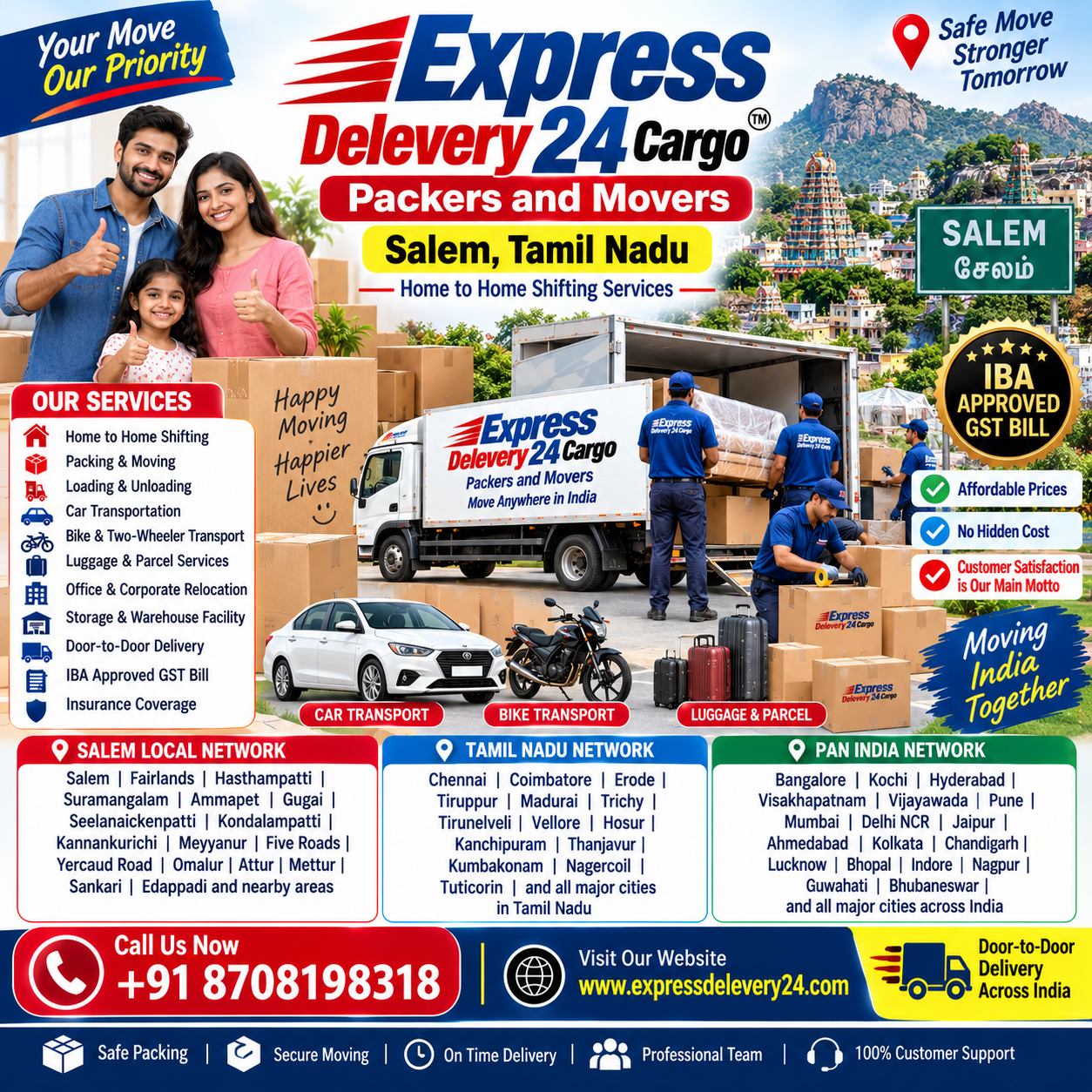 Packers and Movers Salem, 8708198318 Tamil Nadu | Home to Home Shifting Services – Express Delevery 24 Cargo