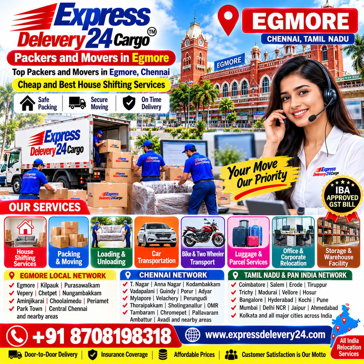 Packers and Movers Near Egmore, 8708198318 Chennai | House Shifting Services