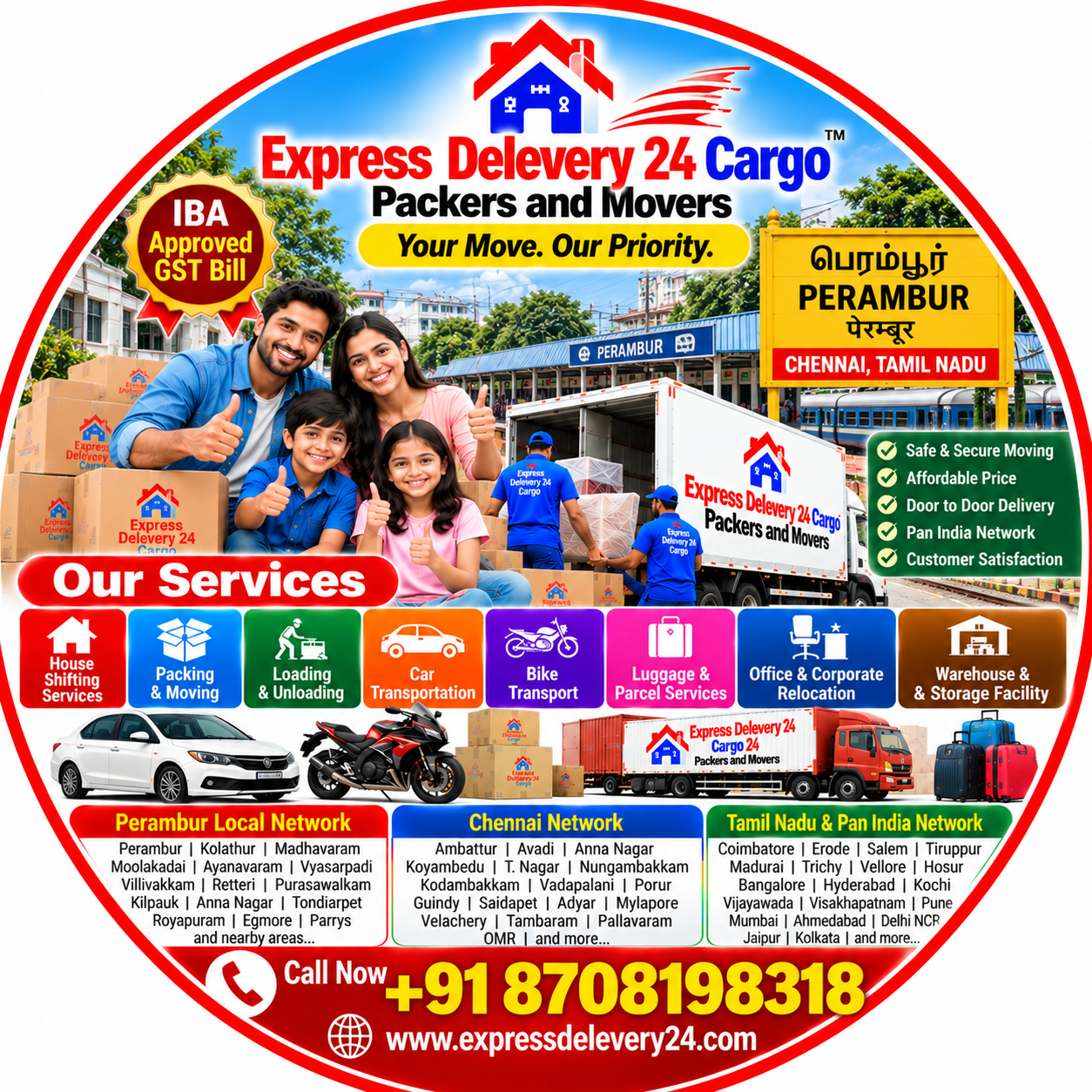 Packers and Movers Perambur, 8708198318 Chennai | House Shifting Services Near Me – Agarwal Safe Express 