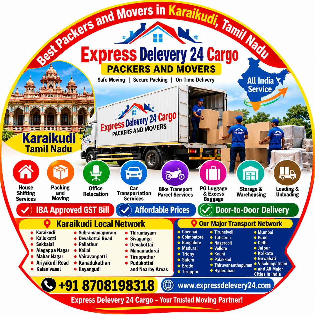 Best Packers and Movers in Karaikudi, 8708198318 Tamil Nadu | House Shifting Services Near me - Express Delevery 24 Cargo