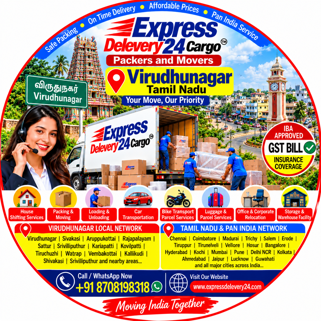 Packers and Movers in Virudhunagar, 8708198318 | Safe Express Delevery 24 Cargo - House Shifting Services Near me 