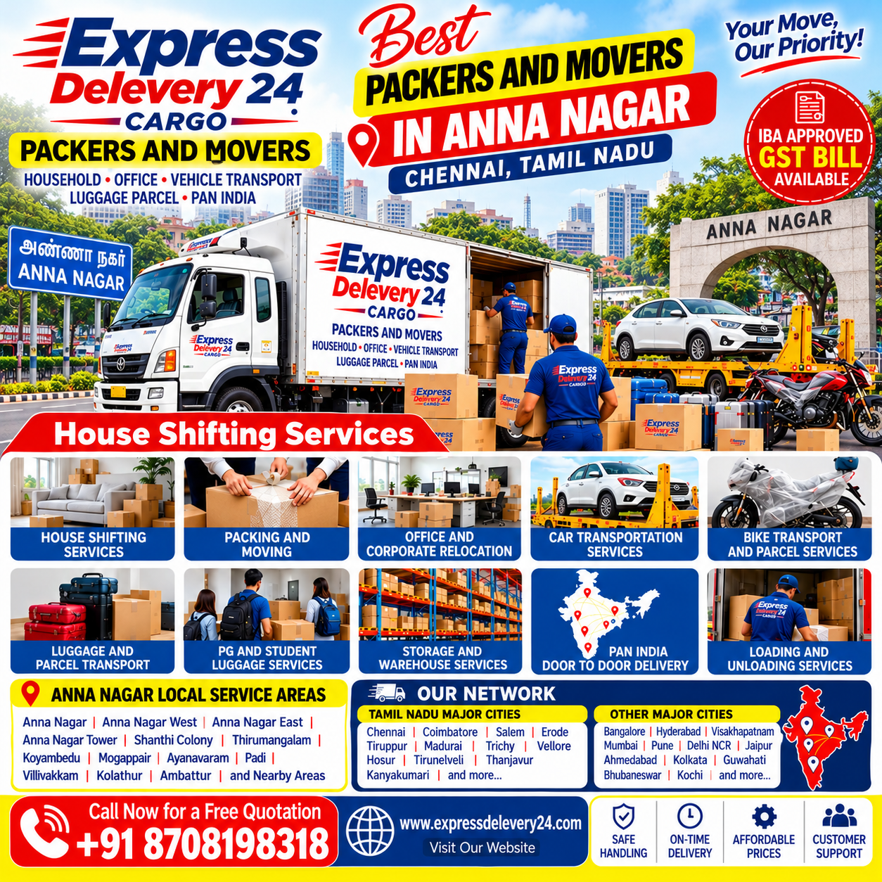 Anna Nagar Packers and Movers Chennai, 8708198318 Tamil Nadu | House Shifting Services Near me - Agarwal Safe Express 