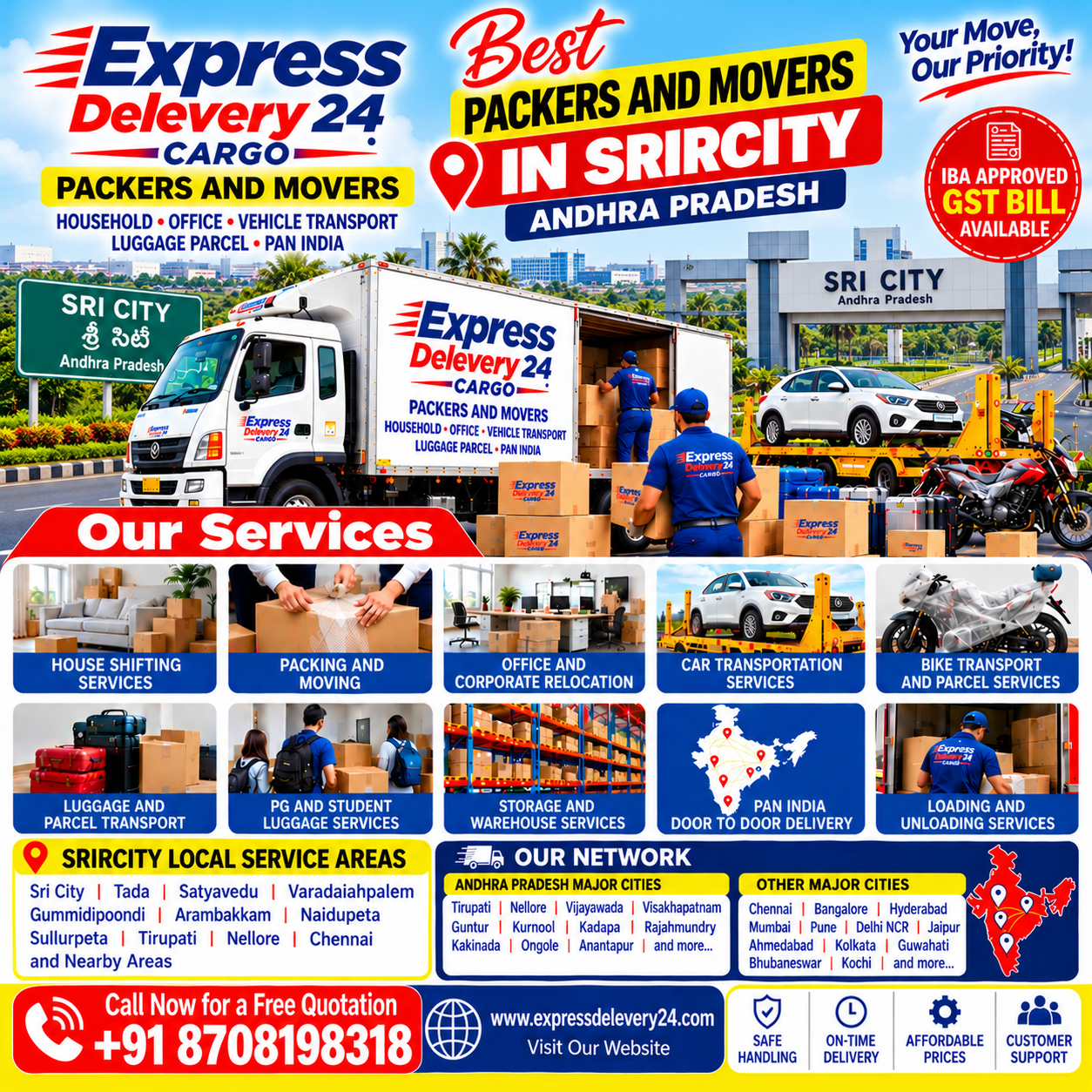 Best Packers and Movers in Sri City, 8708198318 Andhra Pradesh – House Shifting Services Near me - Sahara Express Delivery 24 Cargo